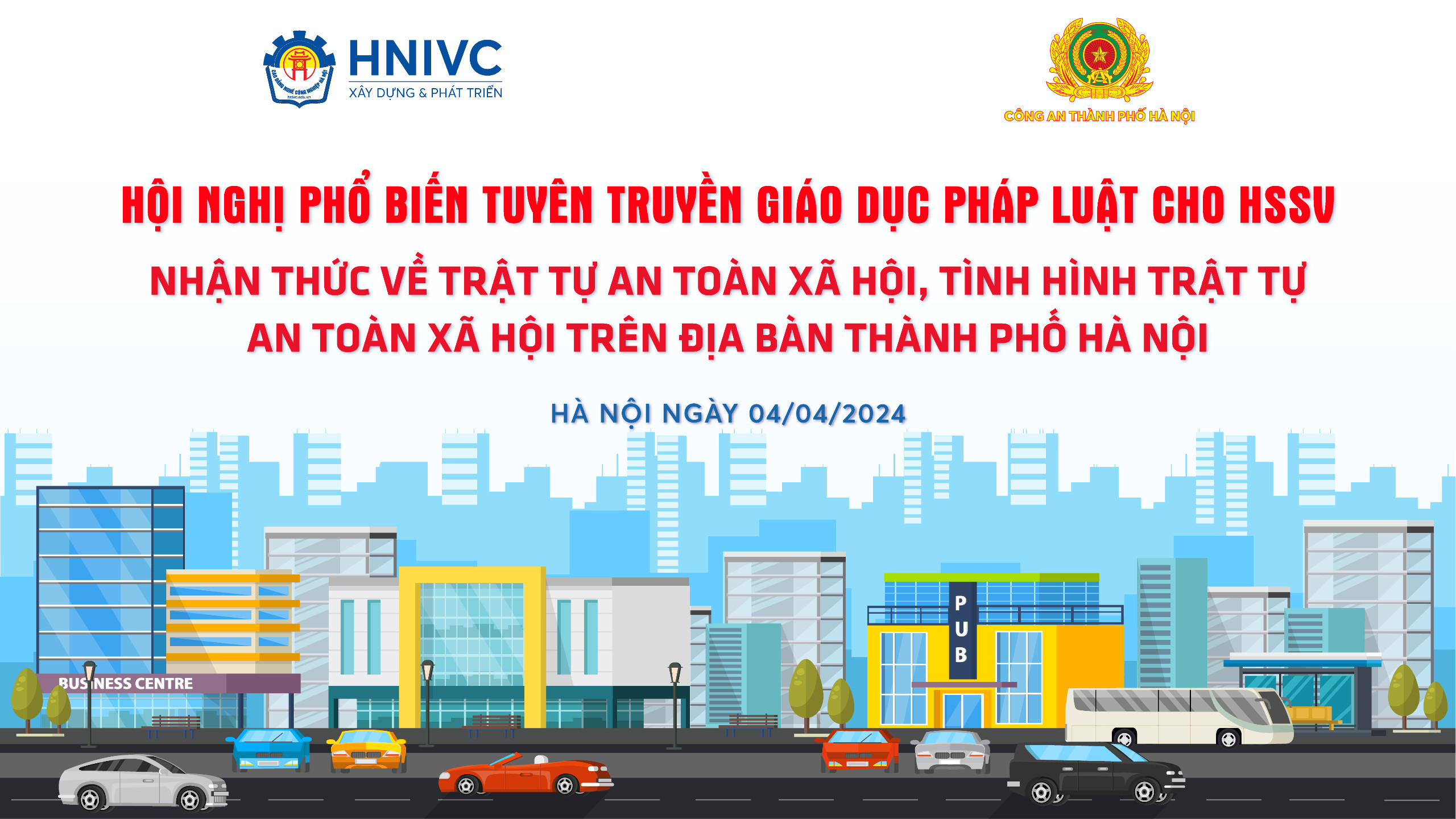 Hội nghị phổ biến tuyên truyền GDPL cho HSSV nhận thức về trật tự an toàn xã hội, tình hình trật tự an toàn xã hội trên địa bàn thành phố Hà Nội.