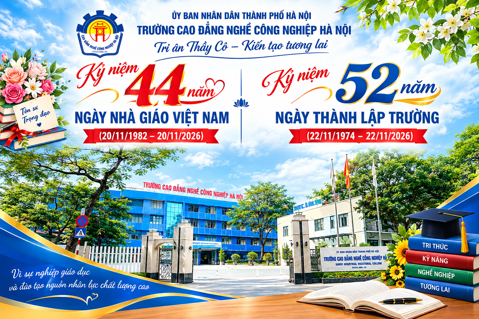 KẾ HOẠCH 116/KH-CĐNCN ngày 22/10/2026 Tổ chức Kỷ niệm 44 năm ngày Nhà giáo Việt Nam (20/11/1982 – 20/11/2026) Kỷ niệm 52 năm ngày Thành lập trường (22/11/1974 – 22/11/2026)