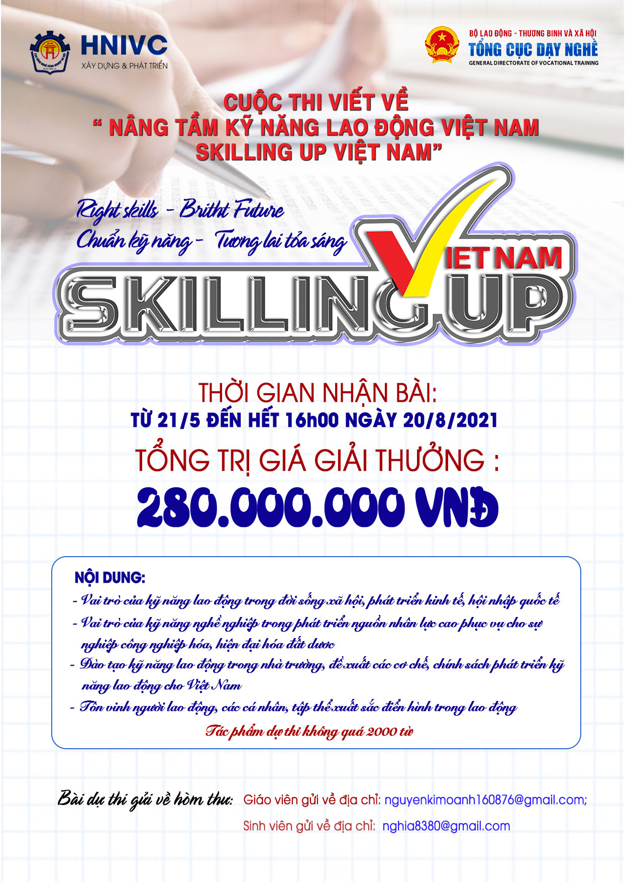 Trường Cao đẳng nghề Công nghiệp Hà Nội phát động cuộc thi viết “nâng tầm kỹ năng lao động Việt Nam - Skilling up Viet Nam